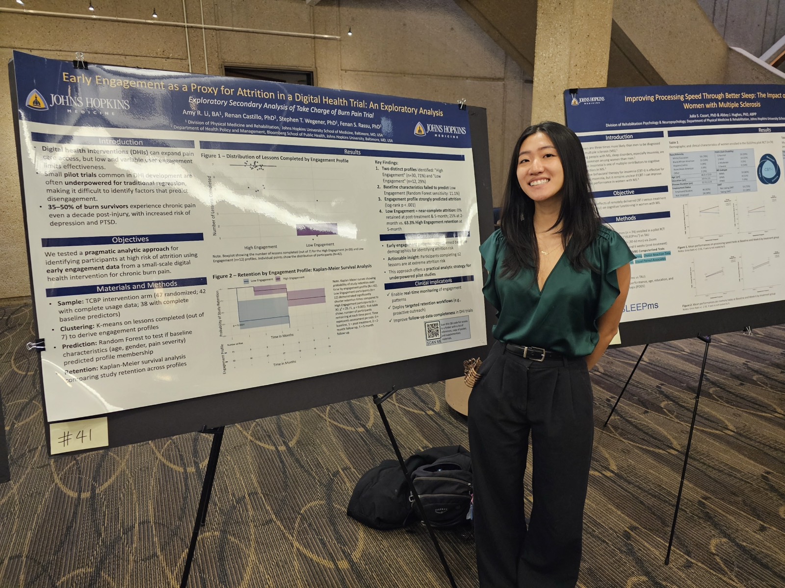 Amy Li presenting research at a Johns Hopkins PM&R research event.