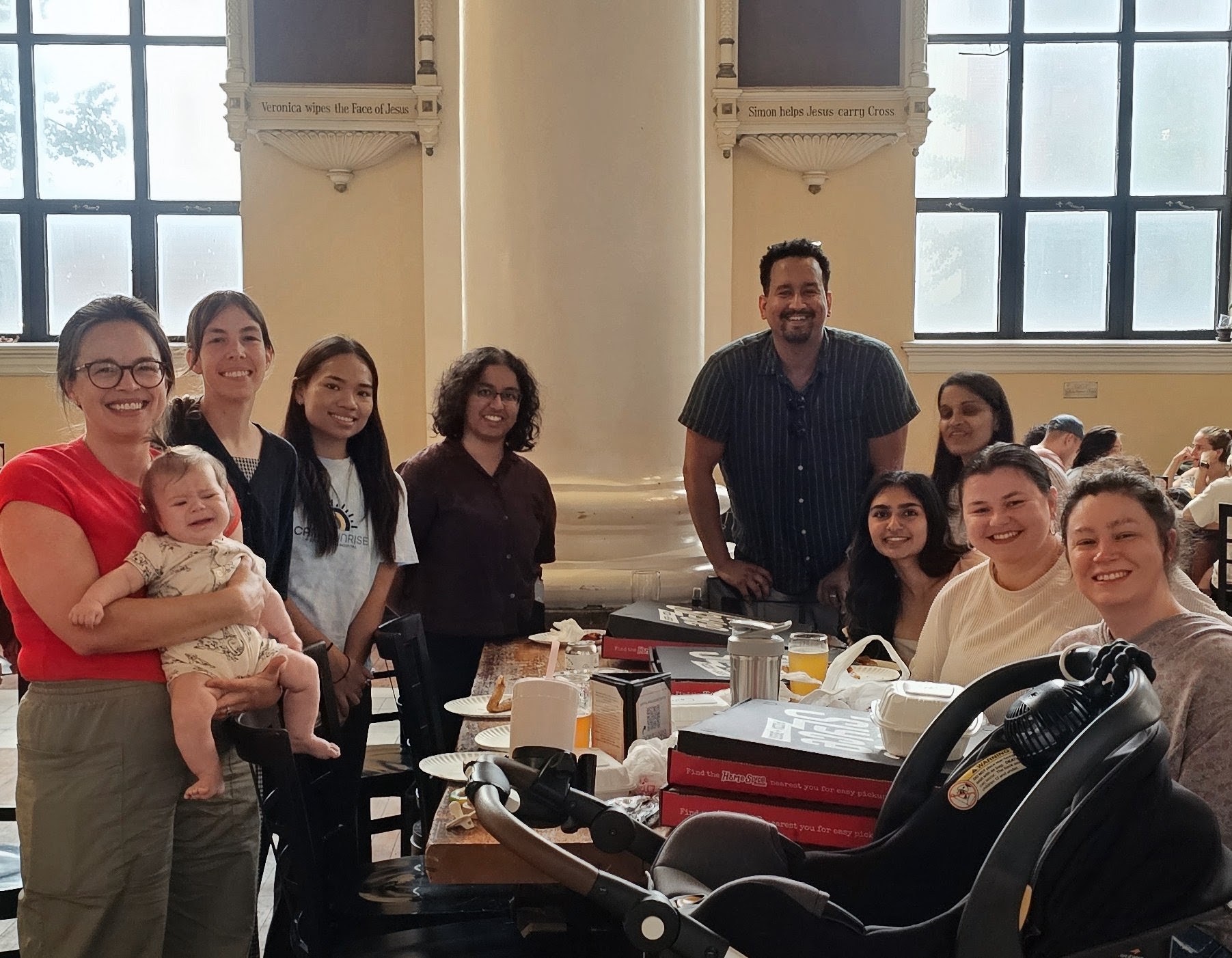 Hopkins Pain & Rehabilitation Lab team gathered for a summer pizza party at Ministry of Brewing
